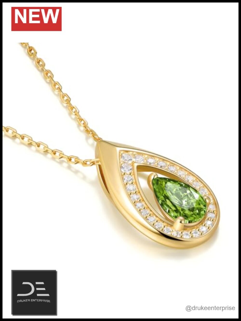 14K Gold Plated 925 Sterling Silver Teardrop Pendant Necklace Women